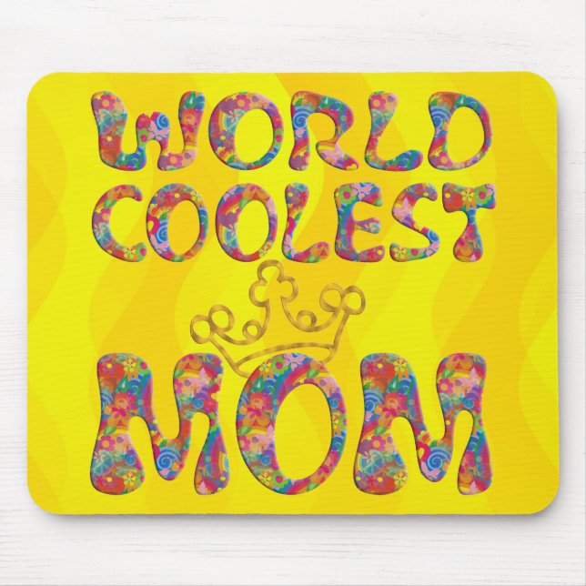 World Coolest Mum | yellow waves Mouse Pad (Front)