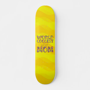 World Coolest Mum   yellow waves Skateboard
