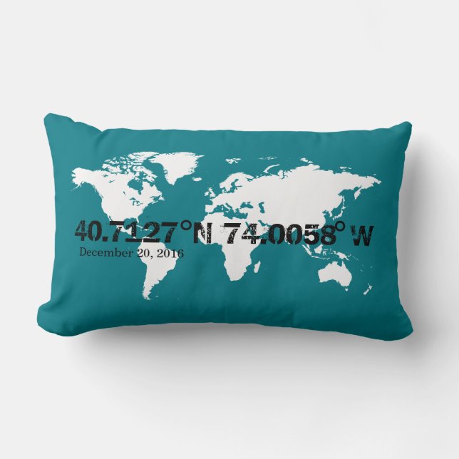 World coordinates custom colour special date lumbar cushion (Front)