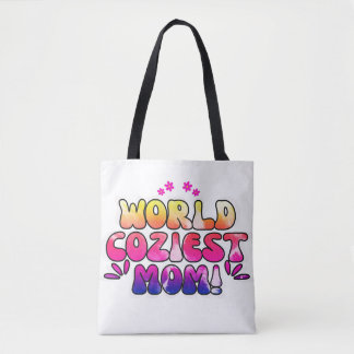 World Cosiest Mum – Colourful Floral Retro Tote Bag