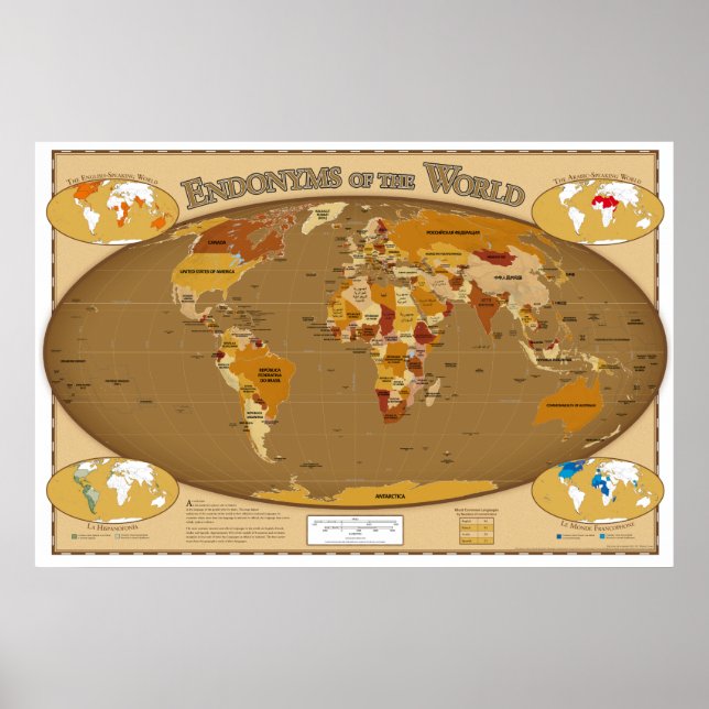 World Countries in their Local Language (Endonyms) Poster (Front)