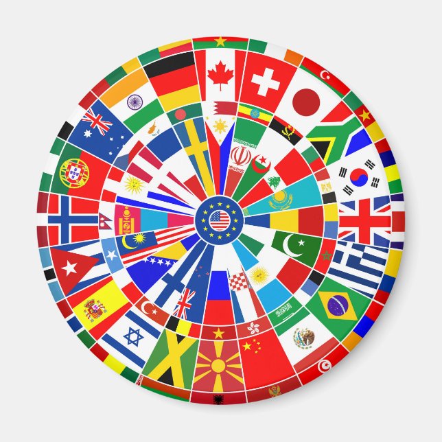 world country flag darts board game travel bulls-e magnet (Front)