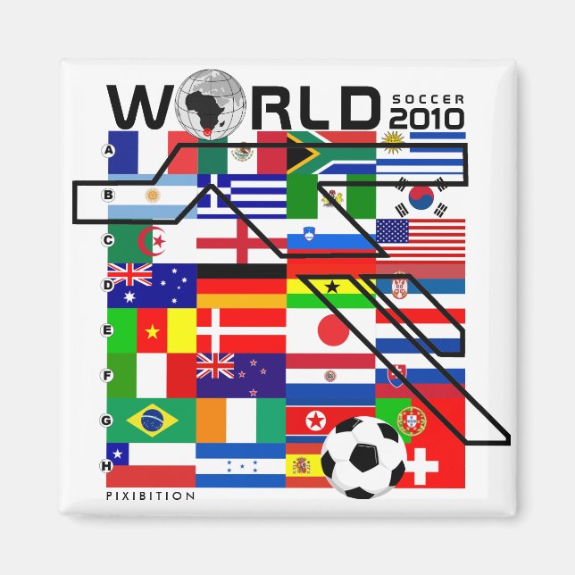 World Cup 2010 All Team Flags Square Magnet (Front)