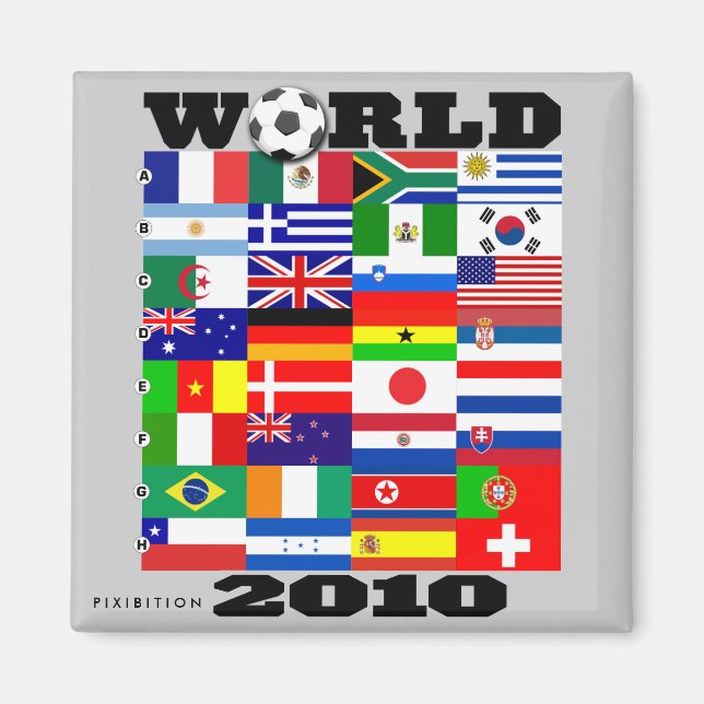 World Cup 2010 Grey Square Magnet (Front)