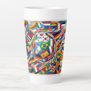 World Cup 2026 Nations Flag Soccer Ball Latte Mug