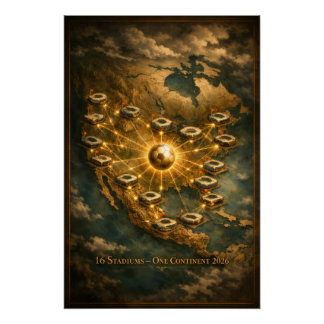World Cup 2026 Stadium Night Soccer USA MX CA Poster