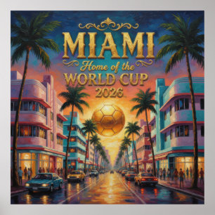 World Cup 2026 Sunset Boulevard Soccer Miami Poster