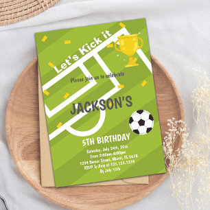 World Cup Light Green Soccer Birthday Invitations