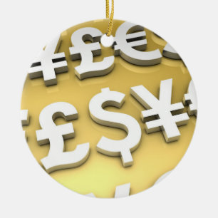 World Currencies Gold International Finance Wealth Ceramic Ornament