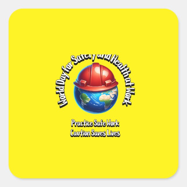 World Day for Safety and Health at Work Square Sticker (Front)