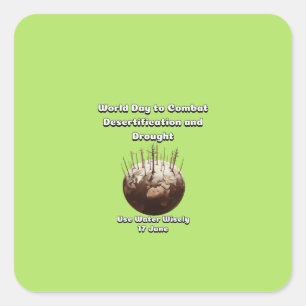 World Day to Combat Desertification and Drought. Square Sticker