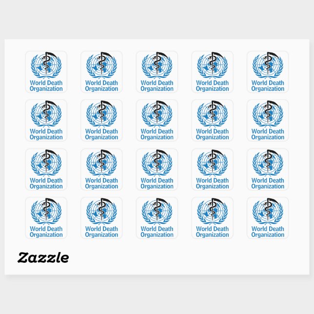 "World Death Organisation" WHO Logo Parody Square Sticker (Sheet)