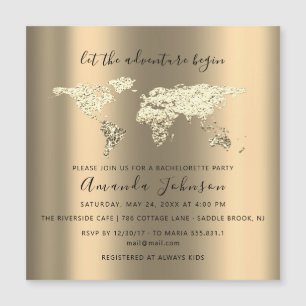 World Destination Map  Graduate Bridal Wedding Magnetic Invitation