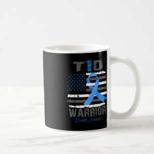 World Diabetes Awareness Blue Ribbon T1D Warrior T Coffee Mug