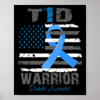 World Diabetes Awareness Blue Ribbon T1D Warrior T