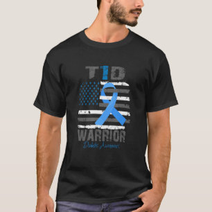 World Diabetes Awareness Blue Ribbon T1D Warrior T T-Shirt