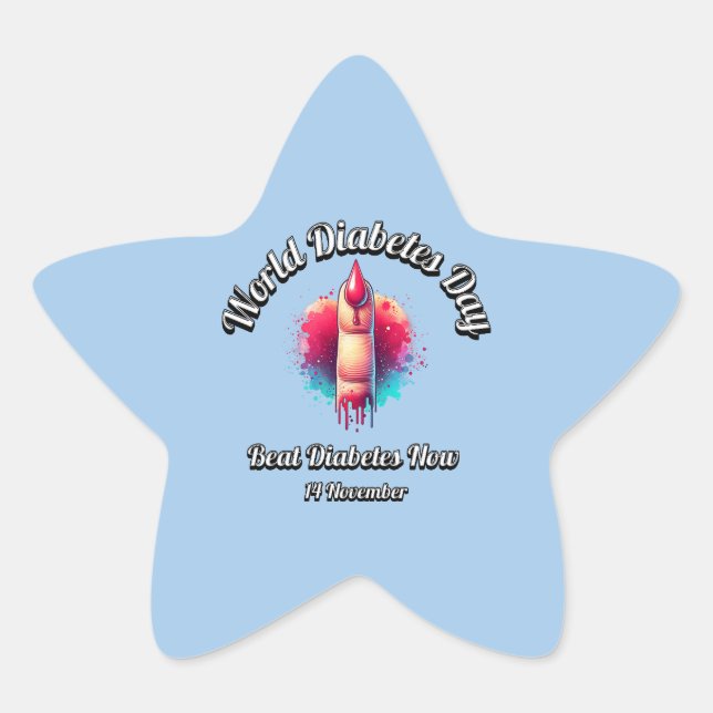World Diabetes Day. 14 November  Star Sticker (Front)