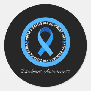 World Diabetes Day 2023 Type 1 Type 2 Diabetes Awa Classic Round Sticker