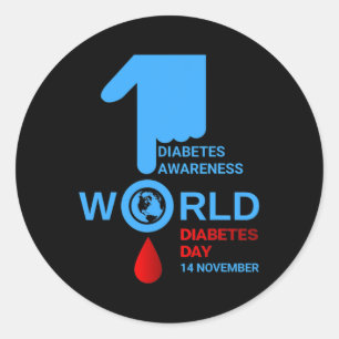 World Diabetes Day 2023 Type 1 Type 2 Diabetes Awa Classic Round Sticker