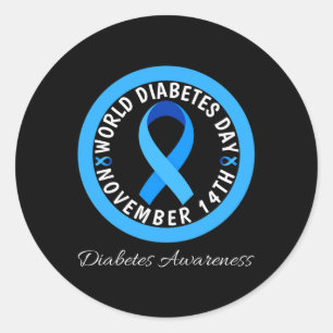 World Diabetes Day 2023 Type 1 Type 2 Diabetes Awa Classic Round Sticker