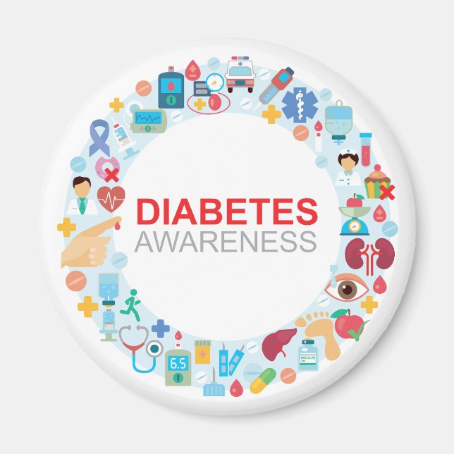 World Diabetes Day Awareness Circle Magnet (Front)