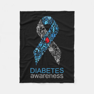 World Diabetes Day Diabetes Awareness Ribbon Fleece Blanket