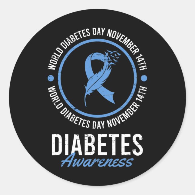 World Diabetes Day November Disease Awareness Insu Classic Round Sticker (Front)