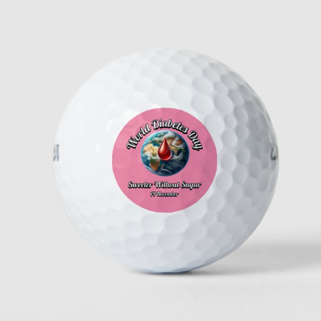 World Diabetes Day. Sweeter Without Sugar. Golf Balls (Front)