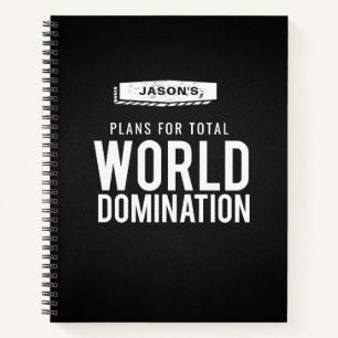 World Domination Checklist Funny Custom Name Notebook
