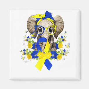 World Down Syndrome Awareness 2022 Elephant Blue Magnet