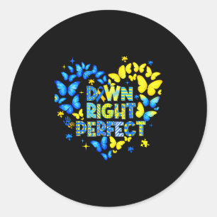 World down syndrome awareness butterfly down right classic round sticker