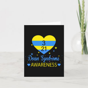 World Down Syndrome Awareness March 21 Yellow Blue Card