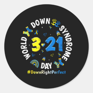 World Down Syndrome Day 3 21 Awareness Rainbow Classic Round Sticker