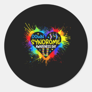 World Down Syndrome Day 3 21 Heart Trisomy Support Classic Round Sticker
