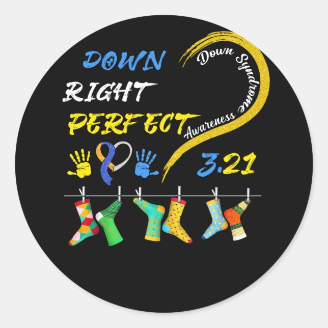 World Down Syndrome Day Awareness Socks 21 March Classic Round Sticker (Front)