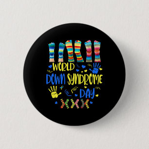 World Down Syndrome Day Awareness Socks Down Right 6 Cm Round Badge