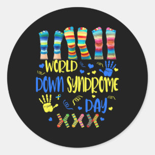 World Down Syndrome Day Awareness Socks Down Right Classic Round Sticker