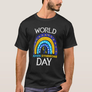 World Down Syndrome Day Awareness Yellow Blue Ribb T-Shirt
