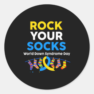 World down syndrome day rock socks awareness classic round sticker