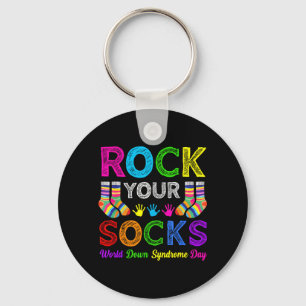 World Down Syndrome Day Rock Socks Awareness Key Ring