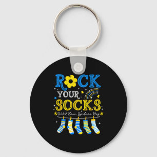 World down syndrome day rock socks awareness key ring
