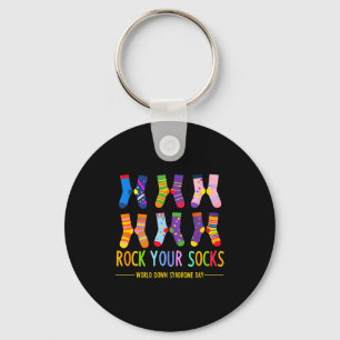 World down syndrome day rock socks awareness key ring
