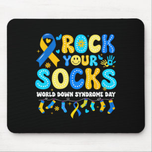 World down syndrome day rock socks awareness mouse pad
