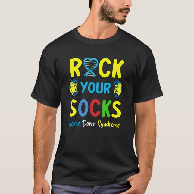 World Down Syndrome Day Rock Your Socks Awareness  T-Shirt (Front)