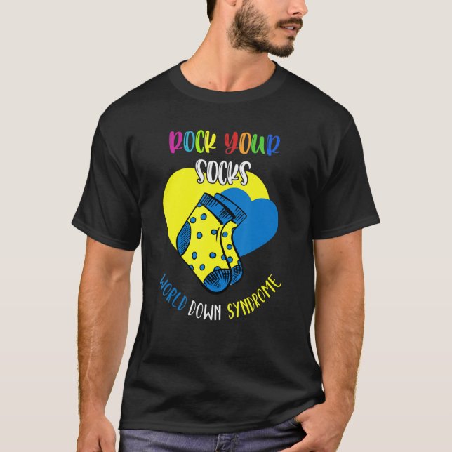 World Down Syndrome Day Rock Your Socks Awareness  T-Shirt (Front)