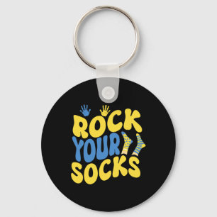 World Down Syndrome Day Rock Your Socks Groovy Key Ring