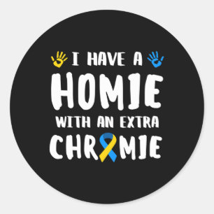 World Down Syndrome Day Trisomy 21 Ribbon Extra Ch Classic Round Sticker