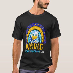 World Down Syndrome Day Unicorn Awareness Yellow B T-Shirt