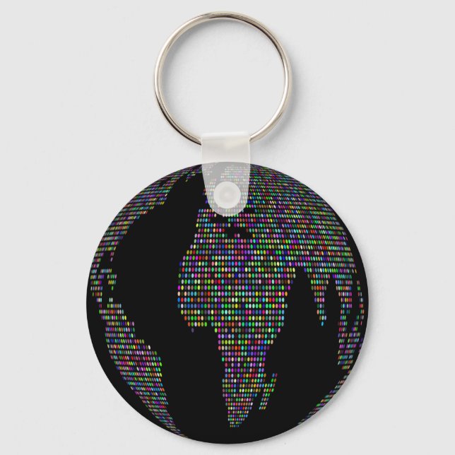 world earth planet globe map key ring (Front)
