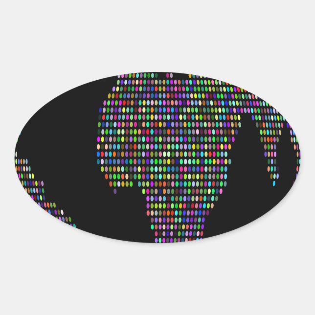 world earth planet globe map oval sticker (Front)